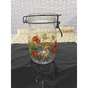 Arc France Vintage Spice of Life Vegetable Glass Hinged Lid 1L Canister Jar 6.5"
